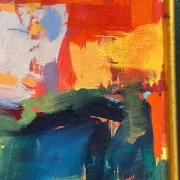 Original Oil on Canvas – “Abstract” by Ubaid Syed – Signed – Vintage & Framed – 53 × 43 cm (20.9" × 16.9")