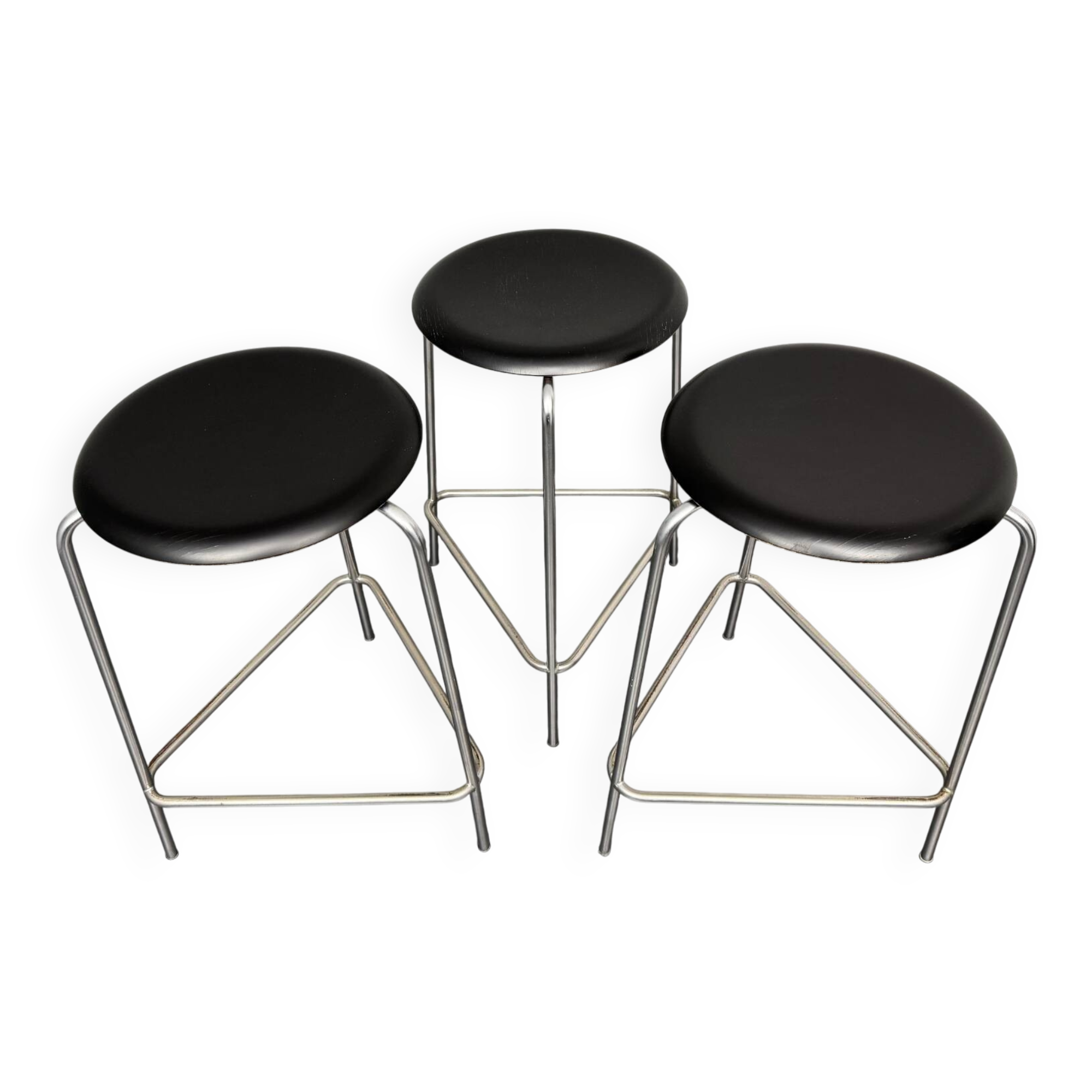Set of 3 high Dot bar stools by Arne Jacobsen for Fritz Hansen, Denmark, 1968