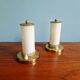 Pair of Mid-century bedside lamps in brass and opaline, 1950.