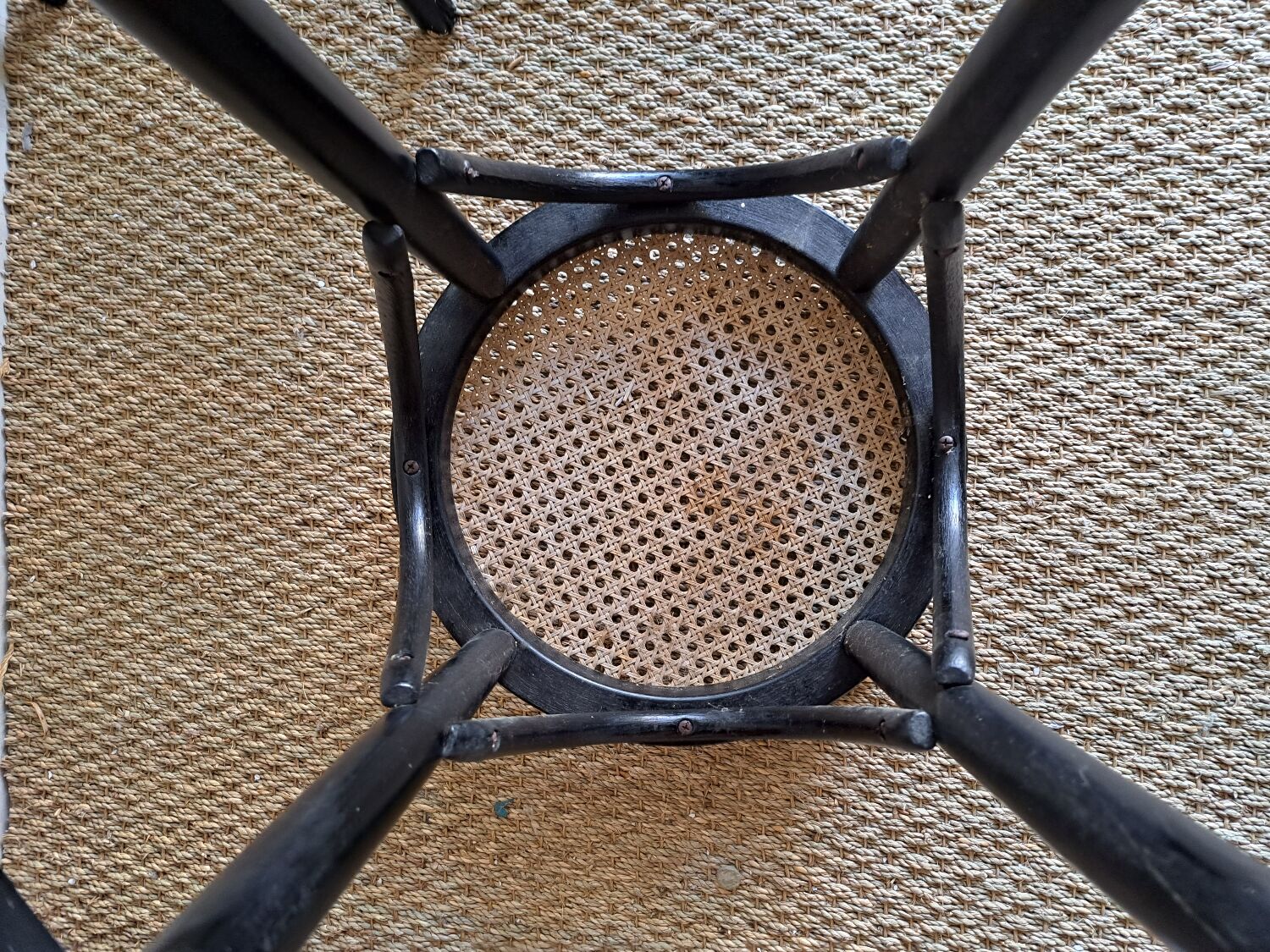 Paire de tabourets de bar cannés , en bois courbé