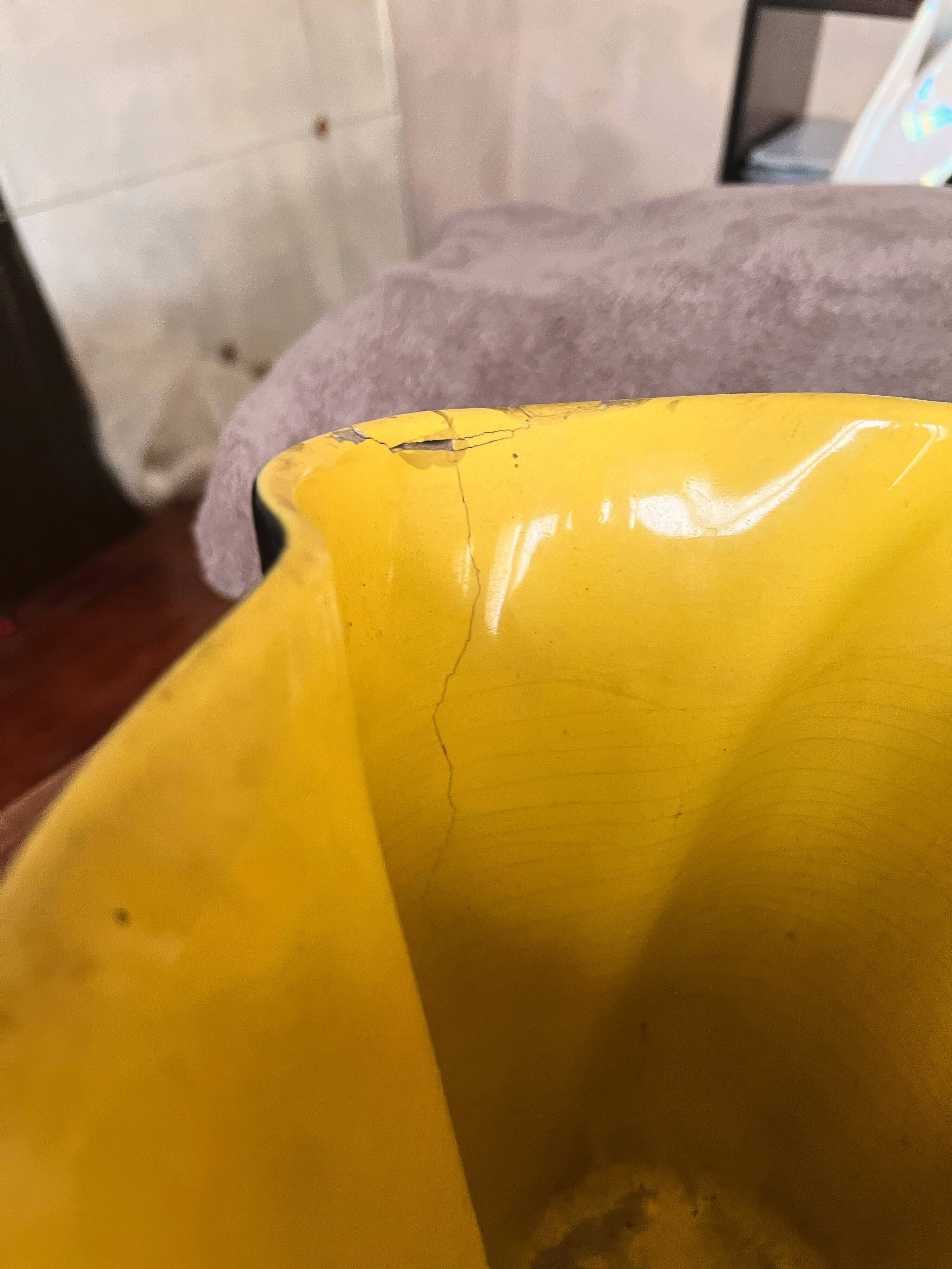 20th Century Elchinger Yellow And Black Vase