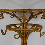 Chunky large bamboo rattan coat rack, 1960s