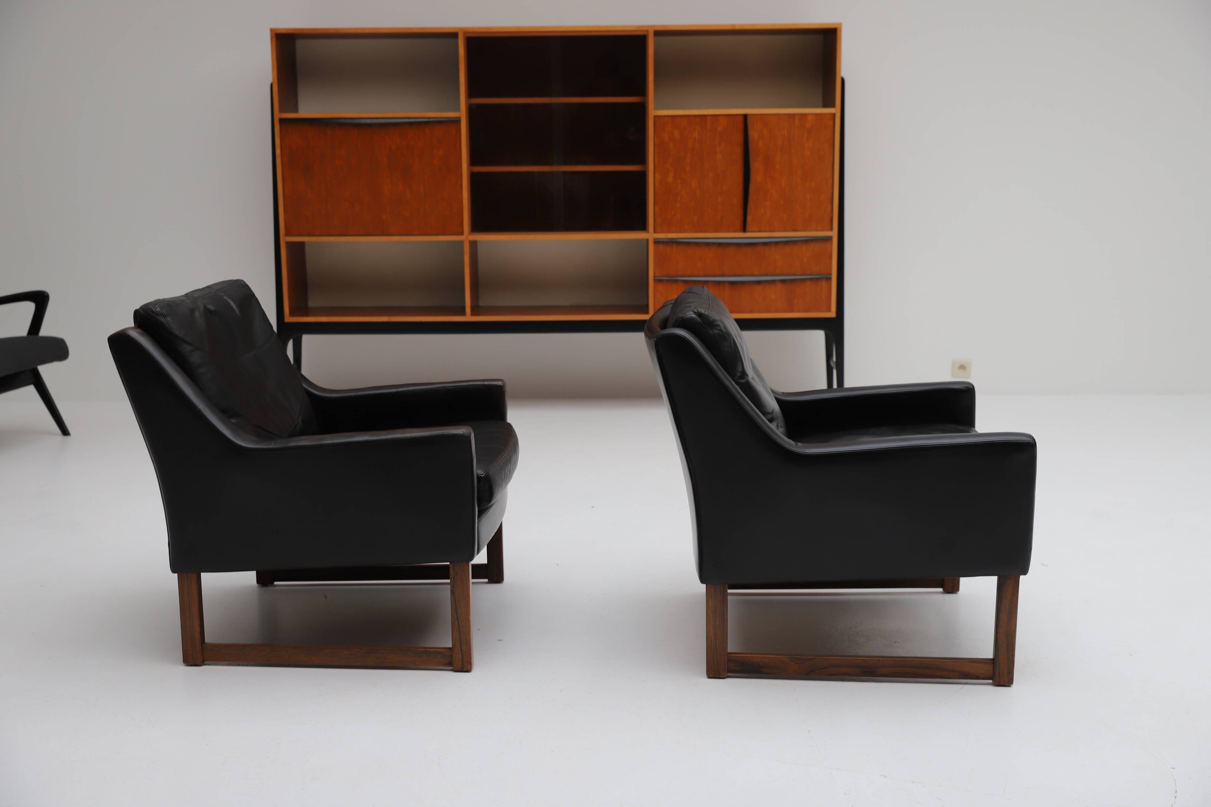 Pair of leather armchairs by Rudolf Bernd Glatzel for Kill International 1960