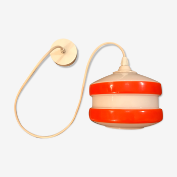 Suspension opaline orange and white glass 60s