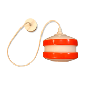 Suspension opaline orange and white glass 60s