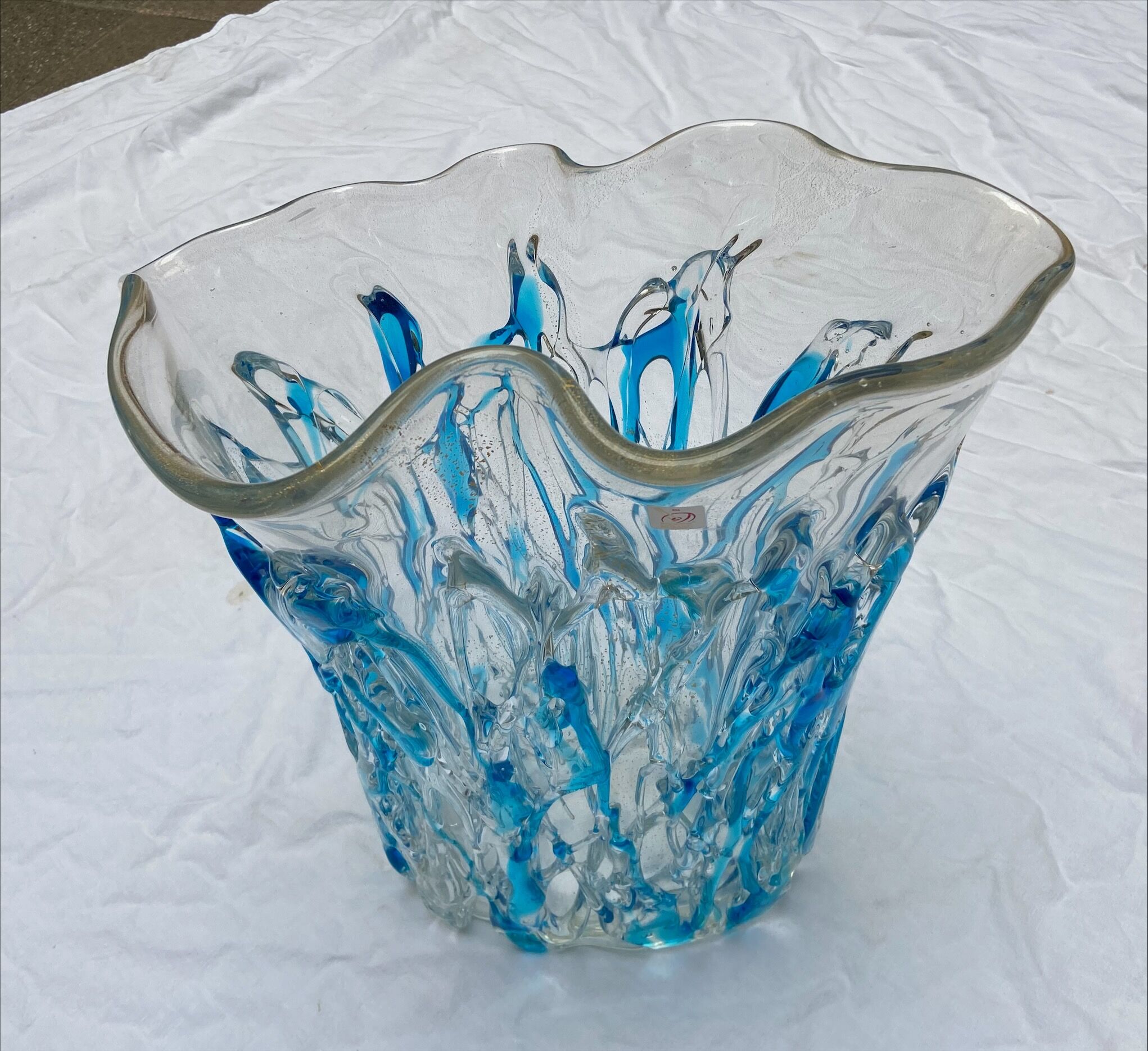Blue and transparent vase - Costantini - 80s - Murano