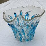Blue and transparent vase - Costantini - 80s - Murano