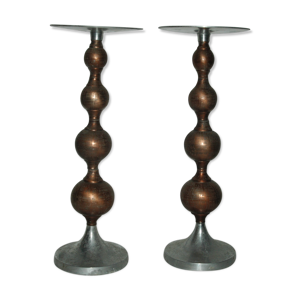 paire de bougeoirs aluminium