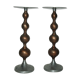 Pair of brutalist aluminum and copper candle holder