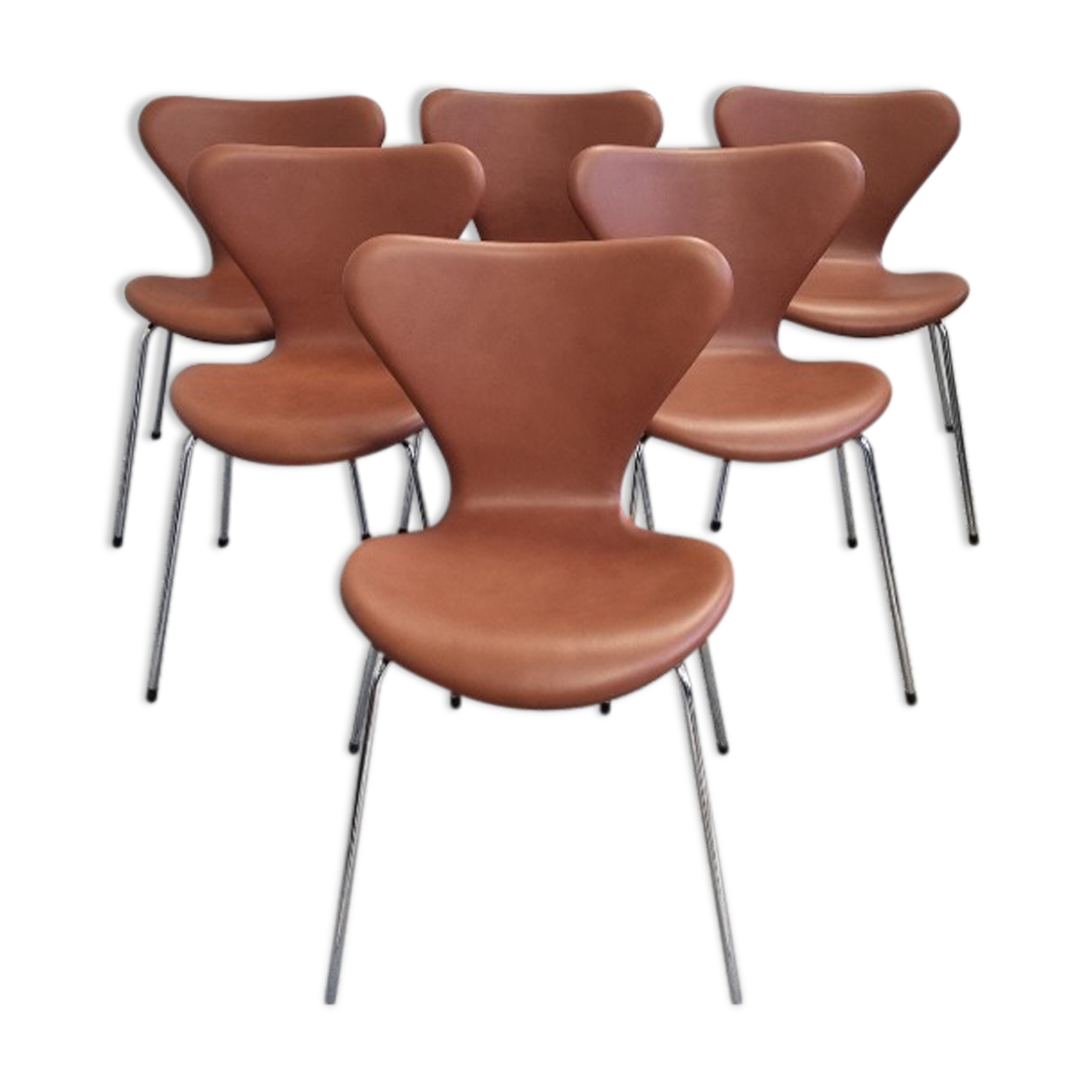 Set of 6 3107 butterfly chairs by Arne Jacobsen for Fritz Hansen