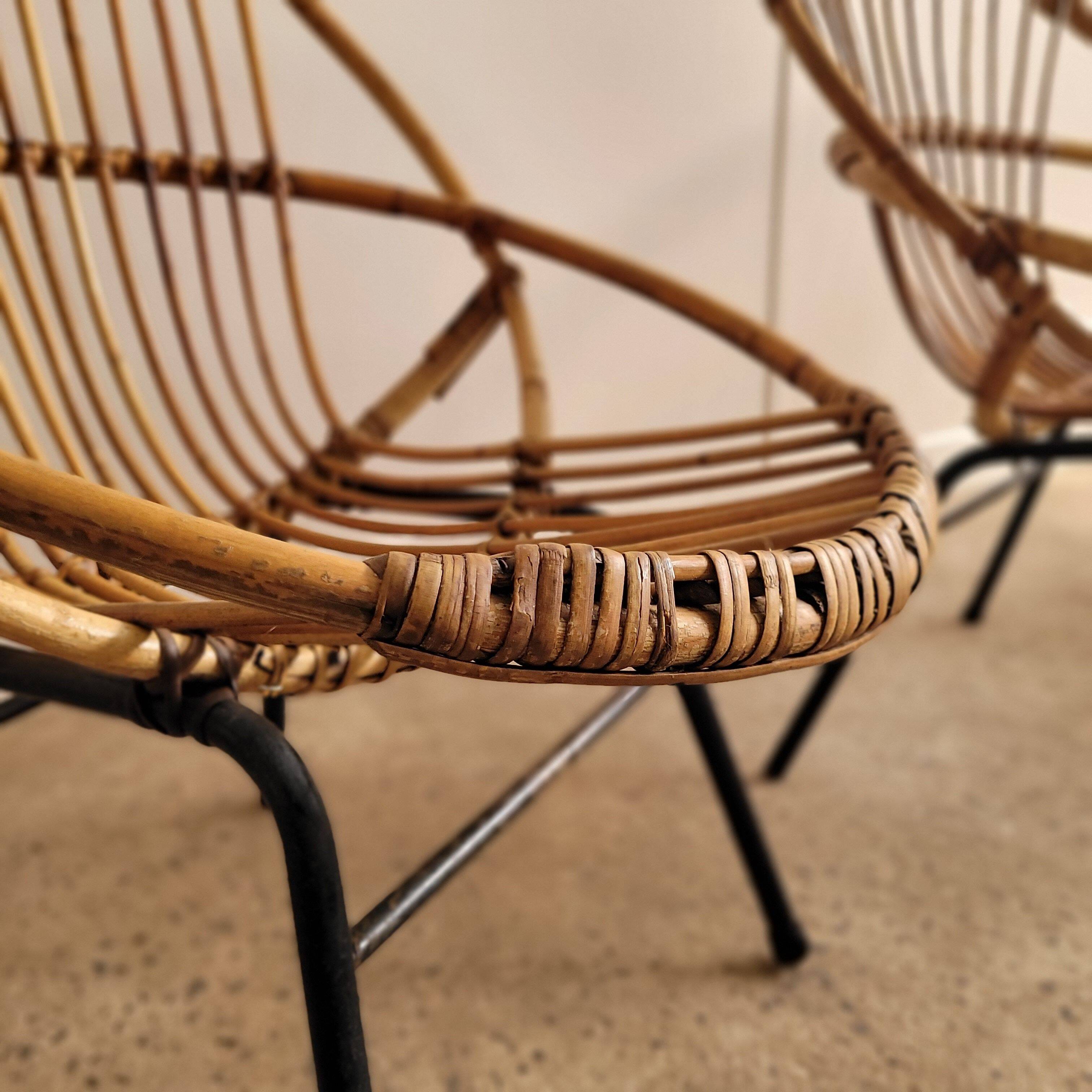 Fauteuils en rotin vintage