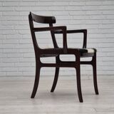 1960s, Danish design by Ole Wanscher, armchair, mahogany wood, cowhide, reupholstered.