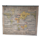 Carte scolaire Vidal Lablache Planisphère Colonies Françaises