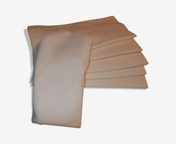 Lot de 6 grandes serviettes de table coton blanc ecru
