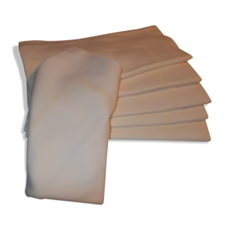 Lot de 6 grandes serviettes de table coton blanc ecru