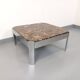 Vintage square coffee table in marble and chrome metal from the 70s