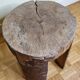 Brutalist solid wood coffee table carved from a room in a plane tree trunk