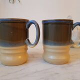 Duo de tasses, mug en grès anglais émaillé artisanal. Belle taille