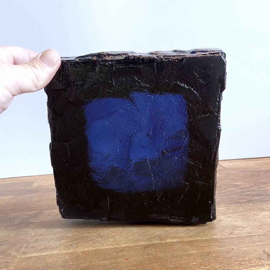 Cobalt blue square glass bowl - Augustsson design for Ru.