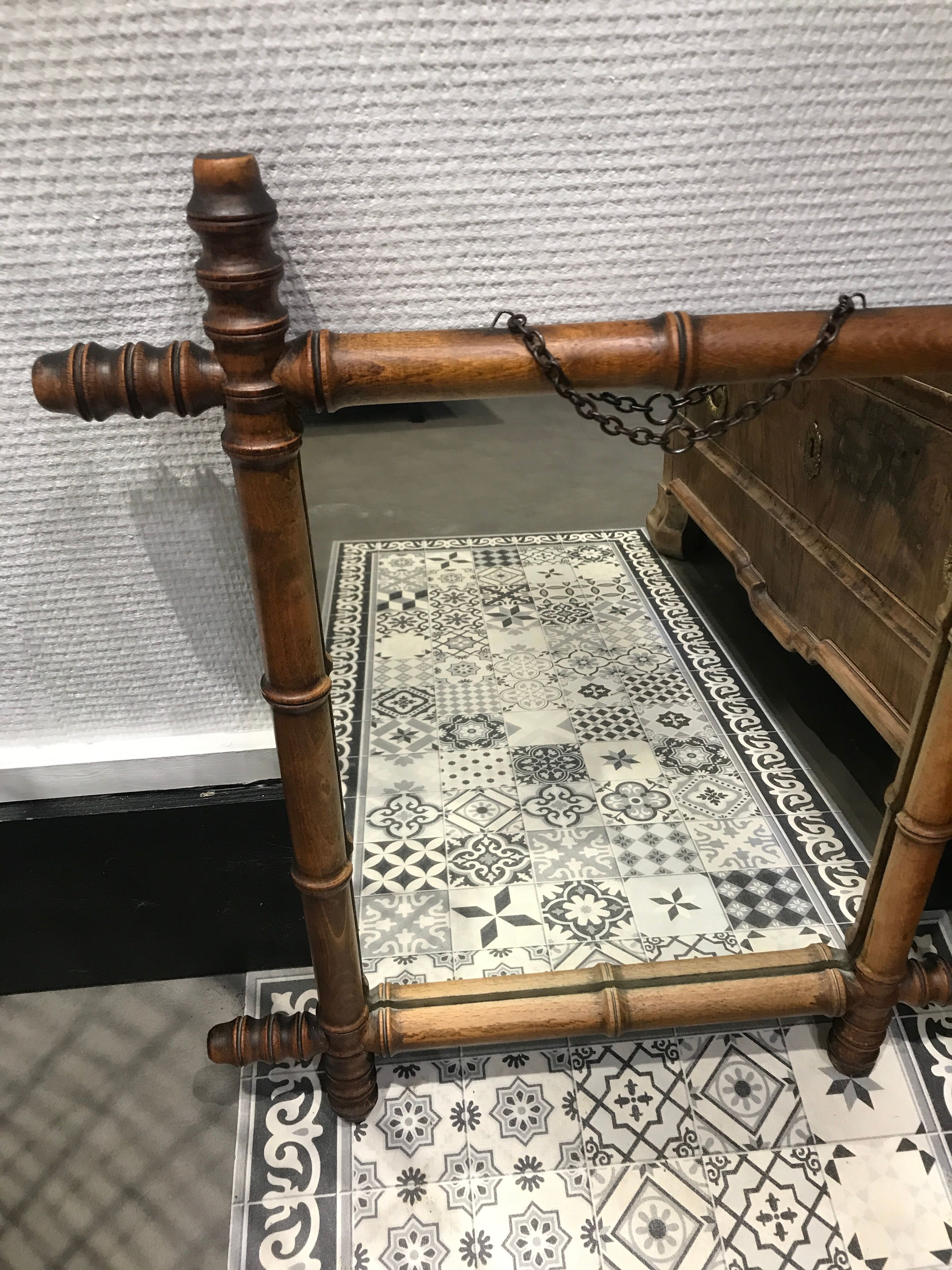 Old turned wood mirror