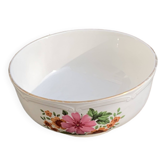 Earthenware salad bowl, GIEN France, floral pattern, very colorful flowers, tableware, vintage 1970