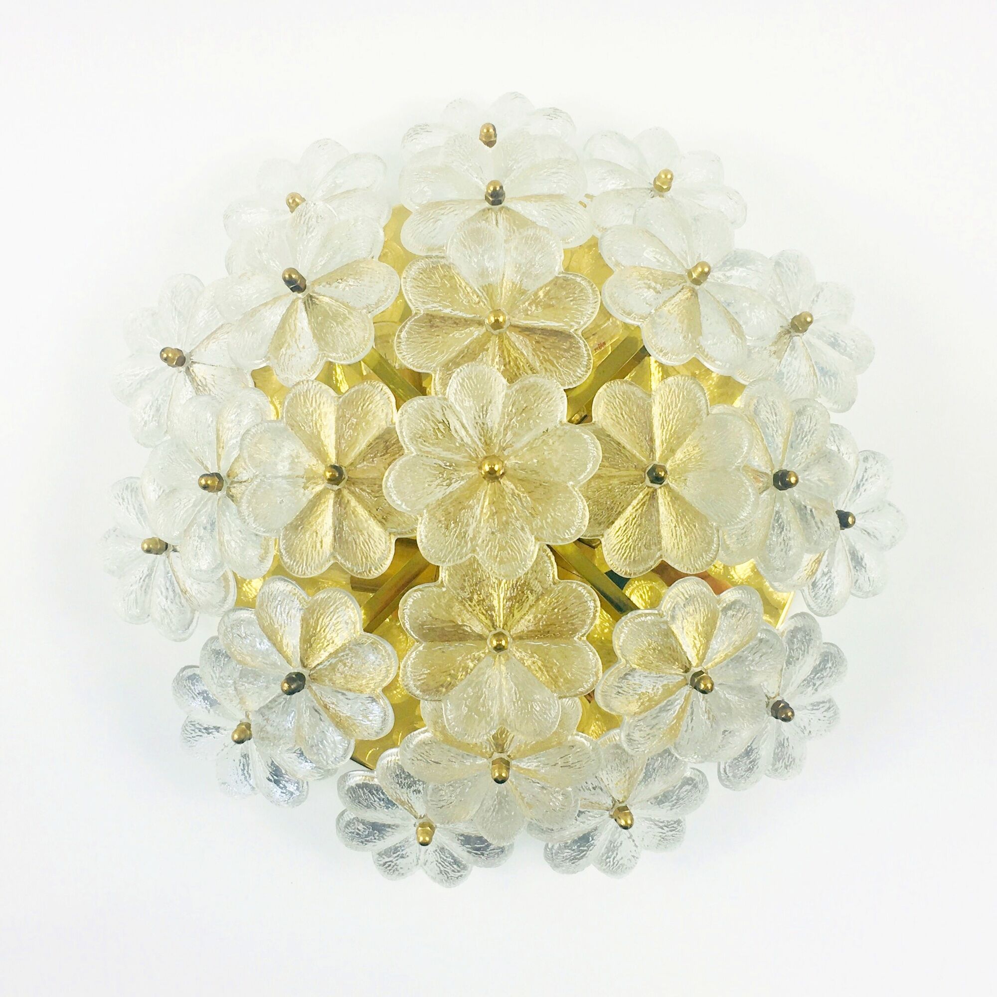 Mid-Century Floral Murano Glass Flush Mount by Ernst Palme for Palwa, Germany, 1960s