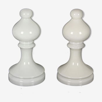 Set of two bishop chess glass lamps, I. Jakes for Osvětlovací Sklo,1970s