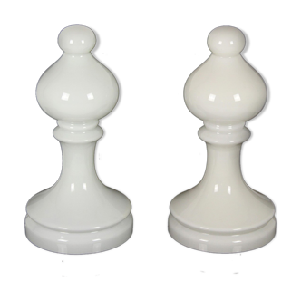 Set of two bishop chess glass lamps, I. Jakes for Osvětlovací Sklo,1970s