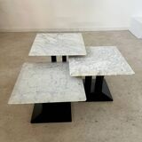 Italian design nesting marble coffee table set from the 70s vintage
