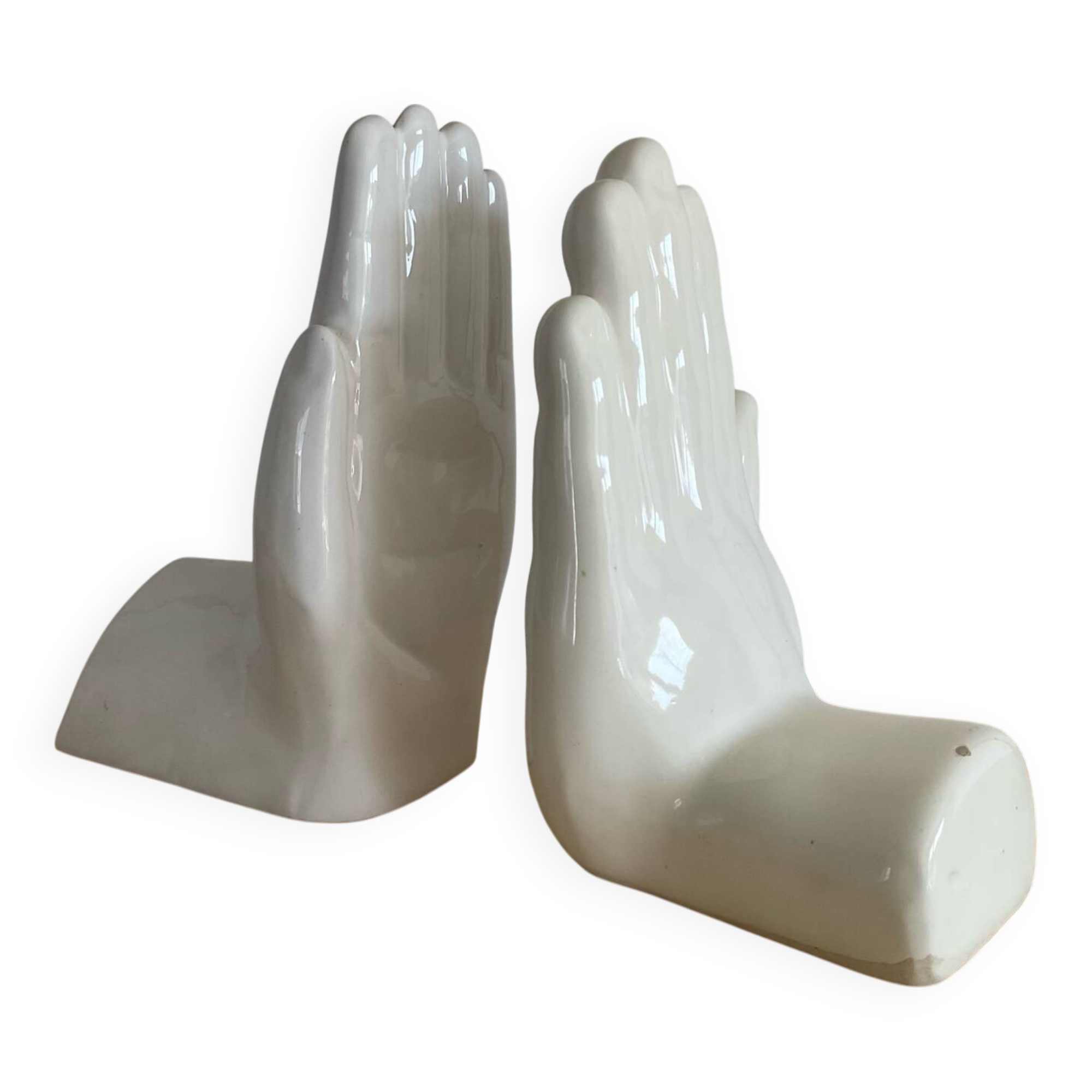 Pair of Vintage Ceramic Hands Bookends