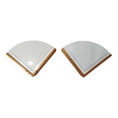 Pair of postmodern wood and plexiglass wall lights from the 1980s.