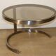 Table basse d'appoint vintage en acier brossé et verre, 1970