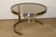 Vintage side table in brushed steel and glass, 1970