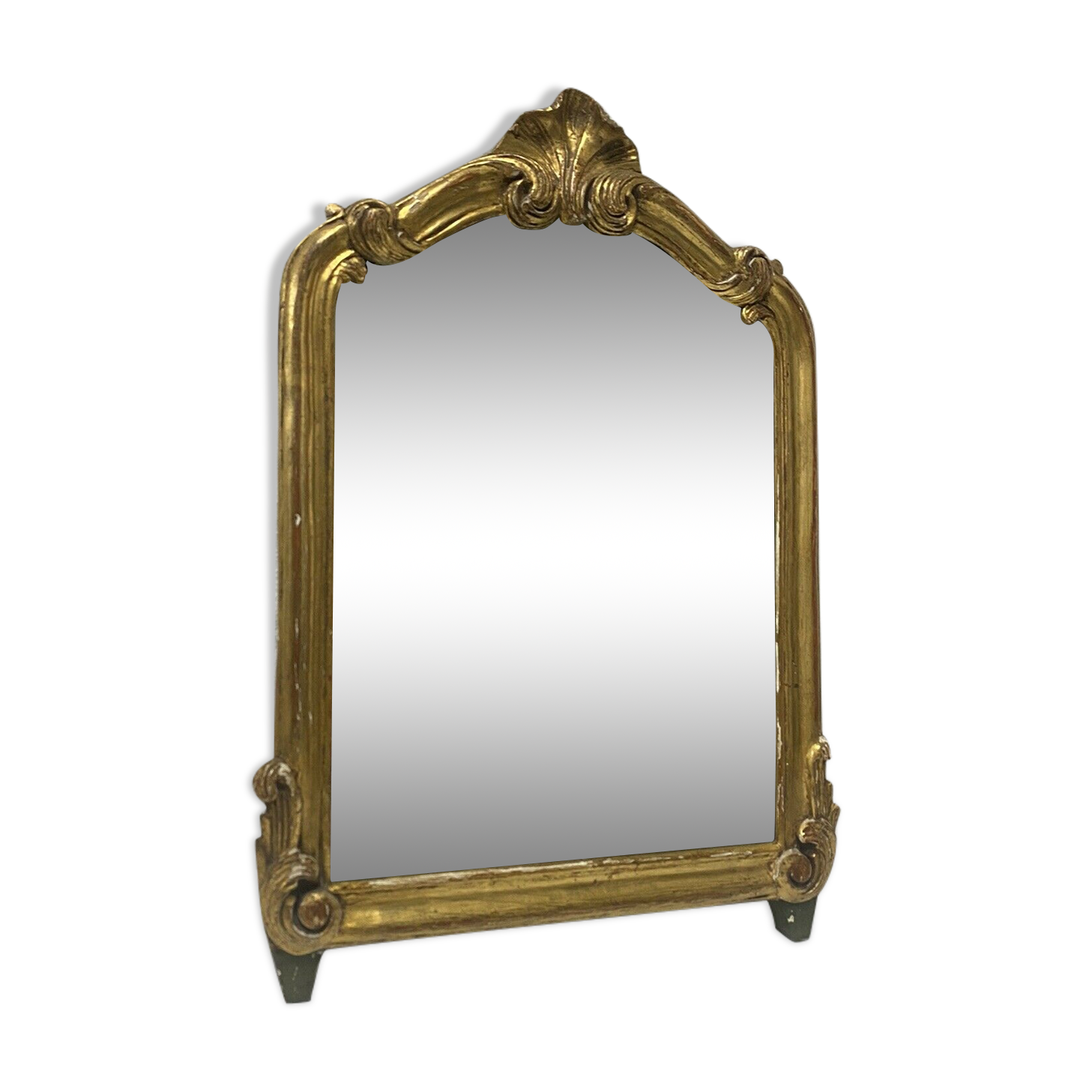 Wooden mirror and gilded stucco decoration palmette era Louis XV 18th 31x45cm