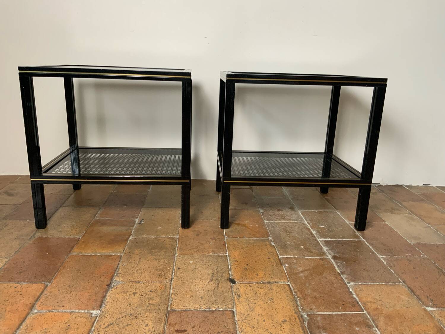 Paire de tables d’appoint vintage 70 Pierre Vandel