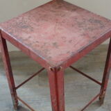 Red metal workshop stool