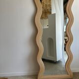 Zigzag rattan foot mirror H:182cm