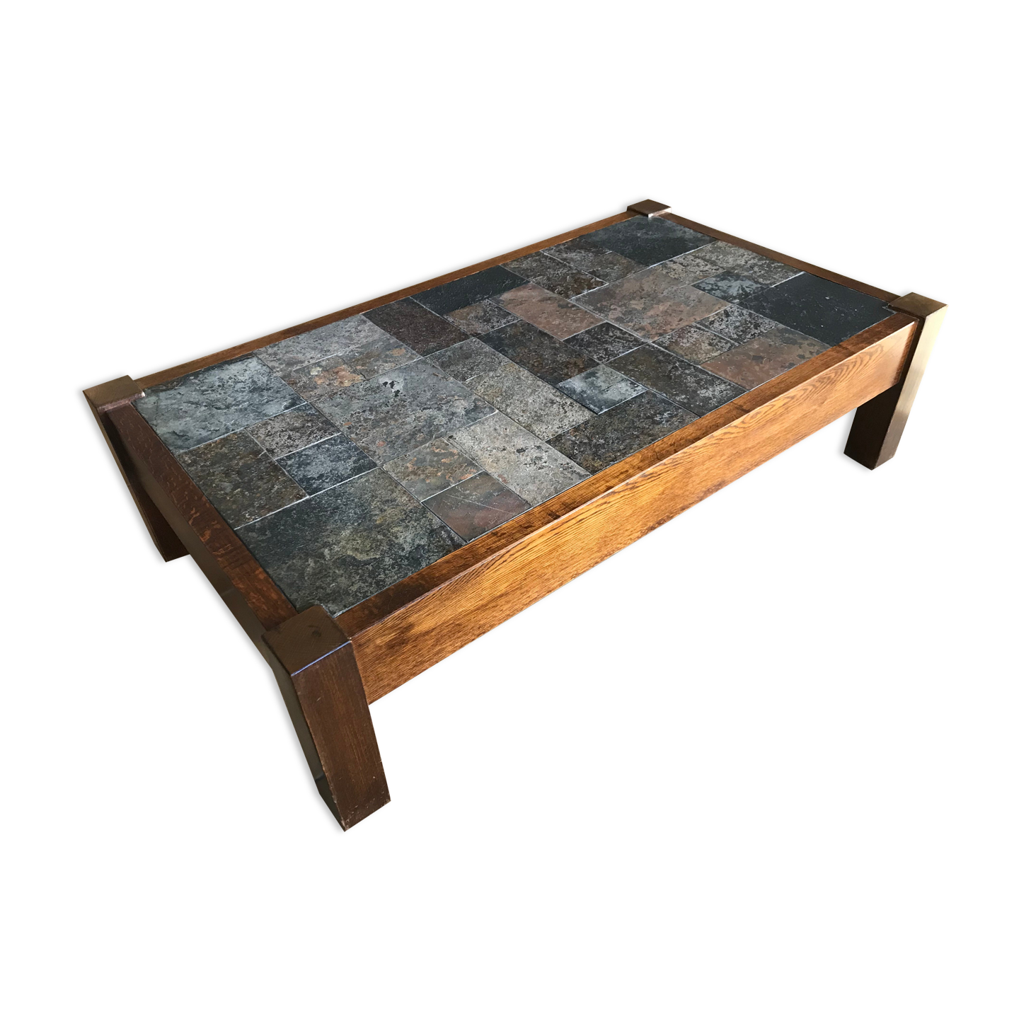 Table basse en bois schiste et ardoise
