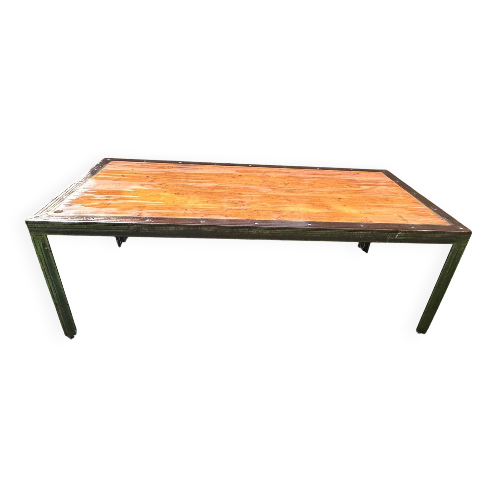 Large industrial table in wood and metal