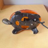 Glass and brass turtle lamp