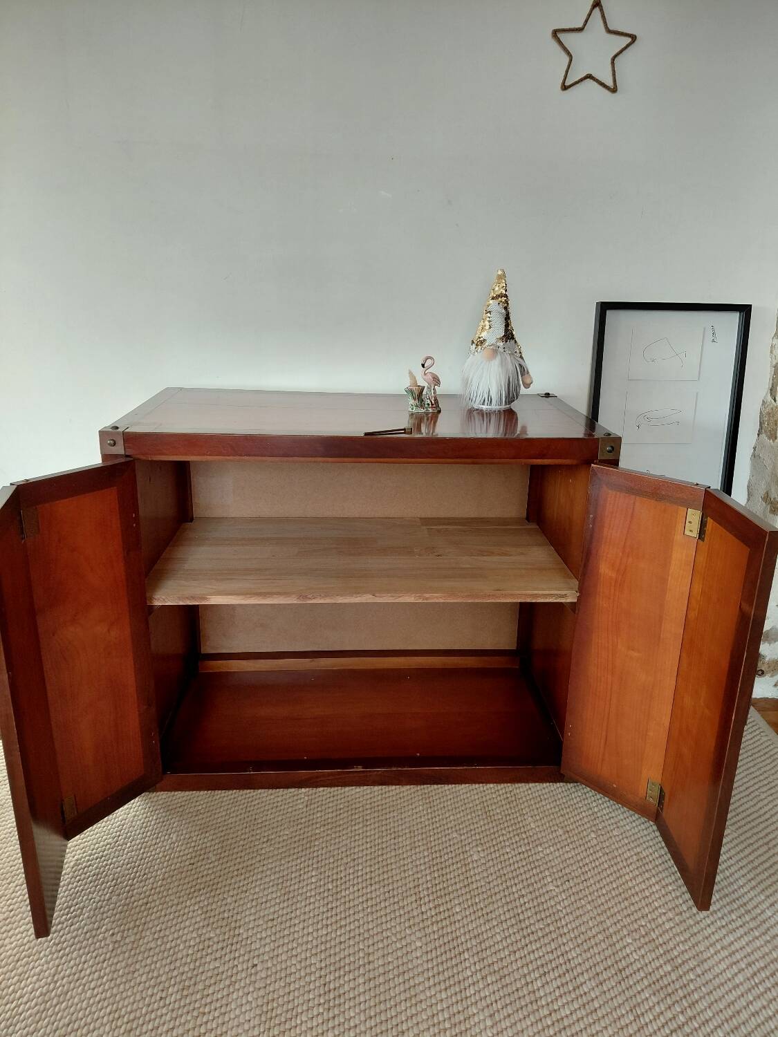 Buffet under Roche Bobois in wood, Chinese/Asian vintage furniture.