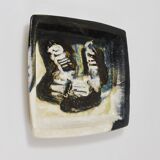 Two large abstract stoneware bowls/plates by Jeppe Hagedorn-Olsen, Denmark, 1970s.