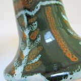 enamelled ceramic candle holder signed "S" plant decoration 70s