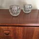 Duo of chiseled glass photophores