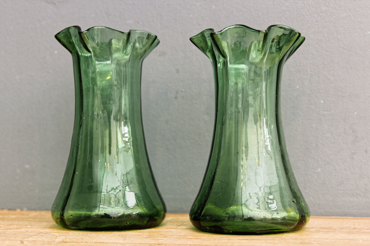 Pair of vases with collars, blown glass