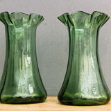 Pair of vases with collars, blown glass
