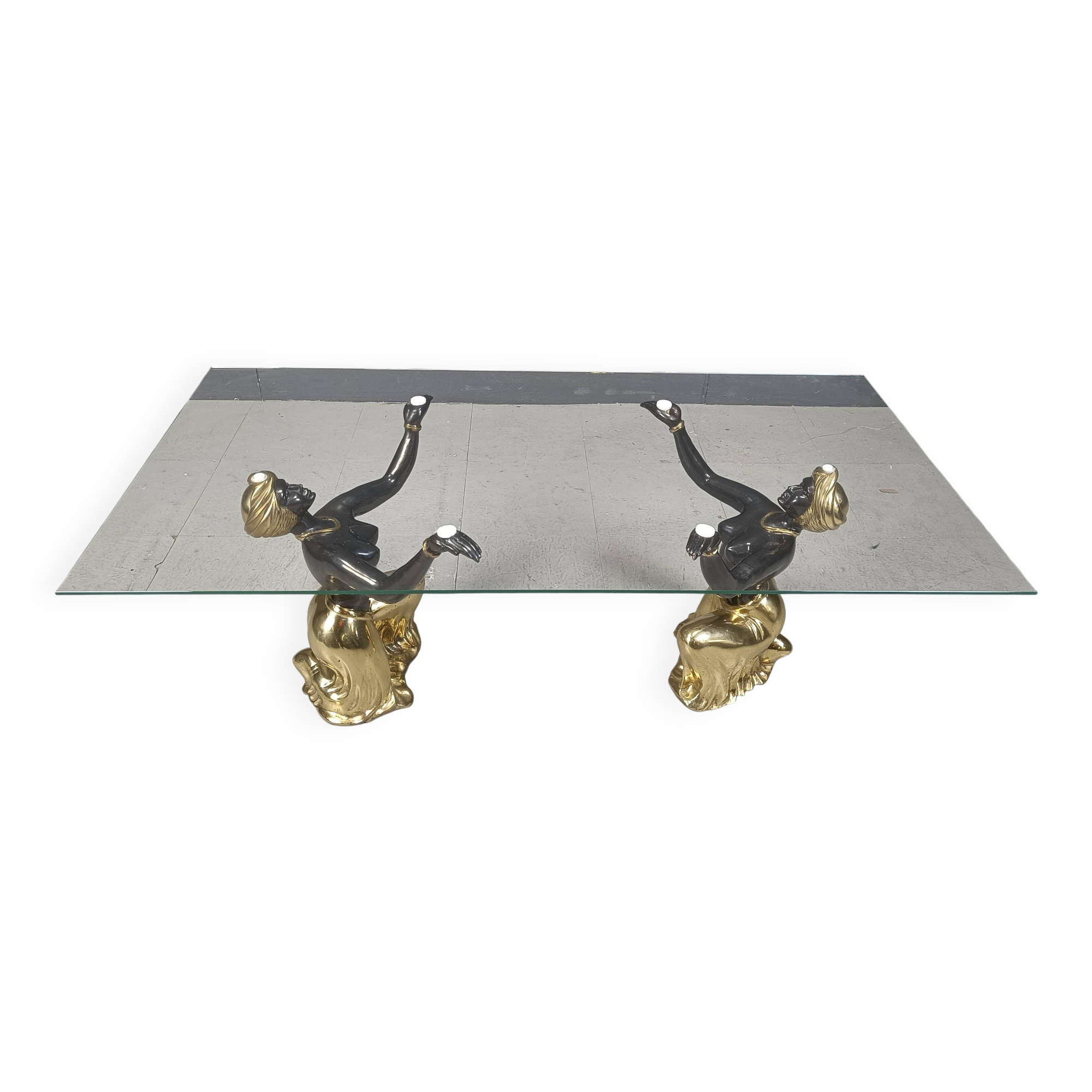 Vintage brass blackamoor coffee table, 1970s