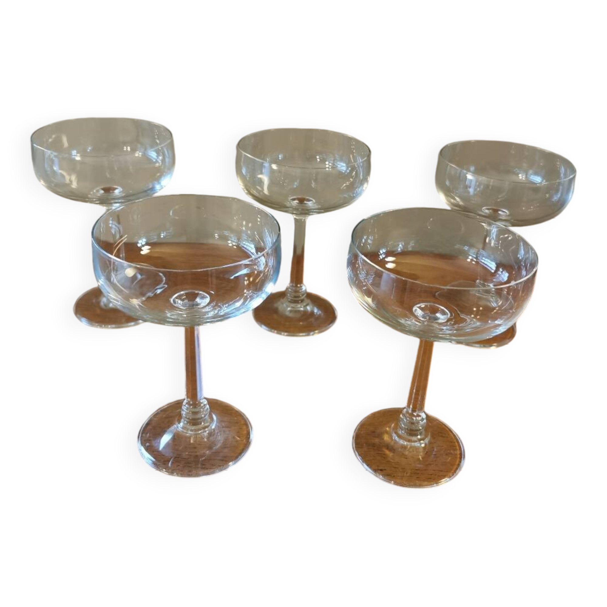 Set of 5 vintage crystal champagne glasses