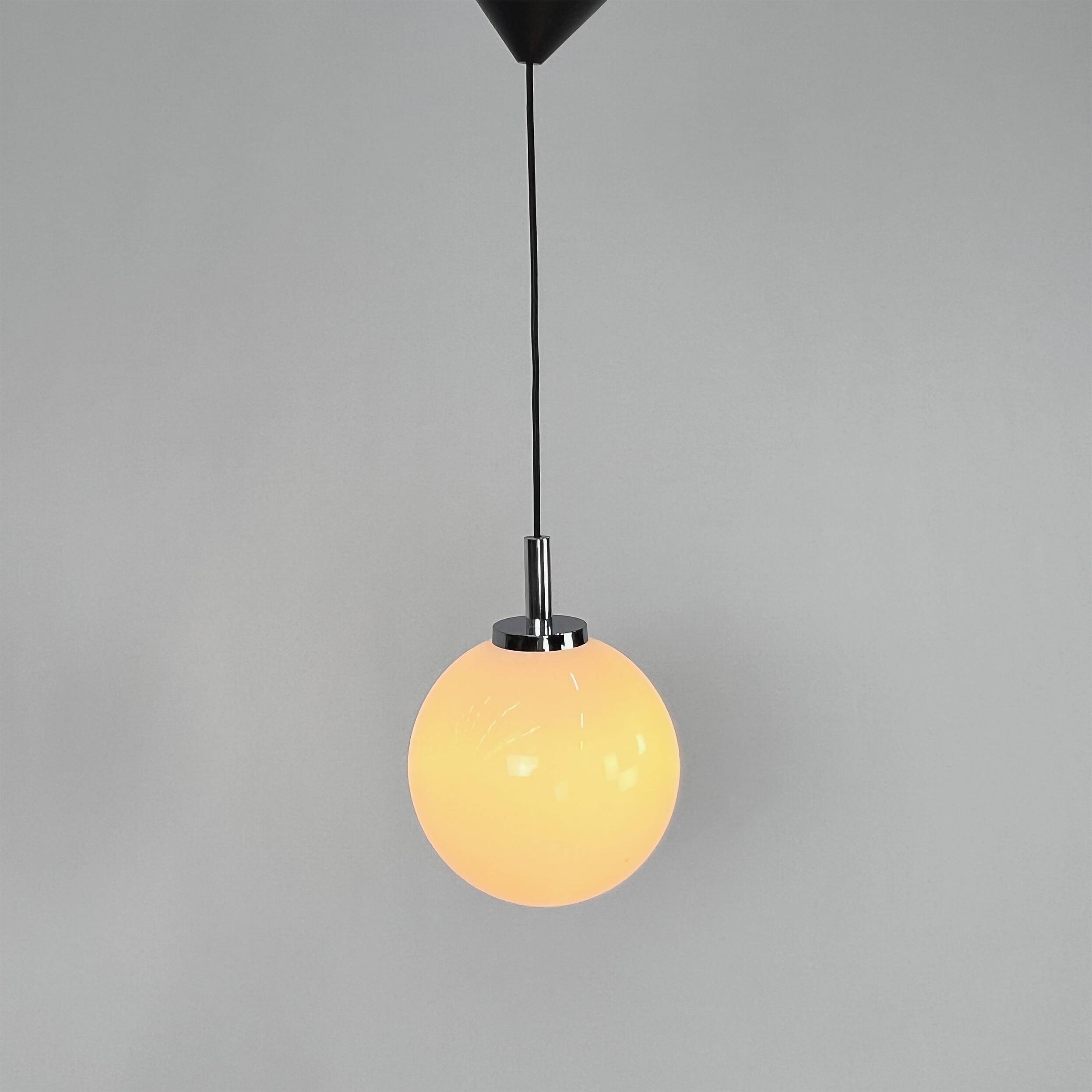 Set of 2 Mid Century Hanging Bol Lamps by Glashutte Limburg, 1970s