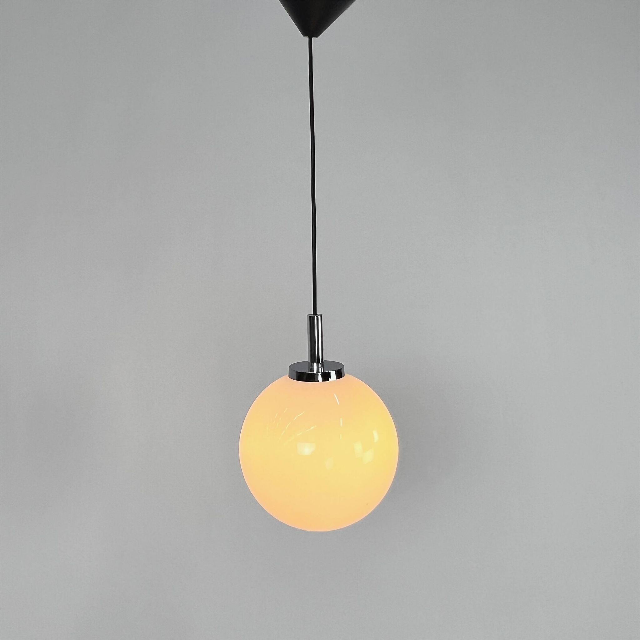 Set of 2 Mid Century Hanging Bol Lamps by Glashutte Limburg, 1970s